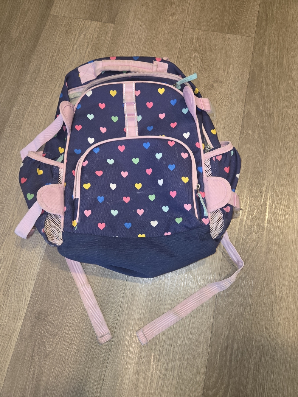 Pottery Barn Kids Navy Heart Backpack with Pink Trim